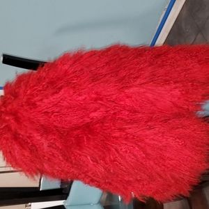 Real fur red coat